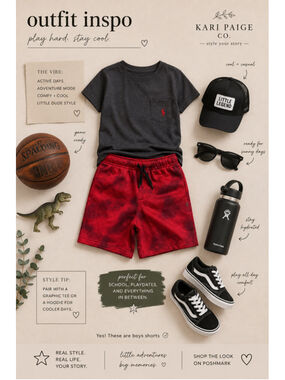 Boys Xersion Red Waffle Knit Athletic Shorts M